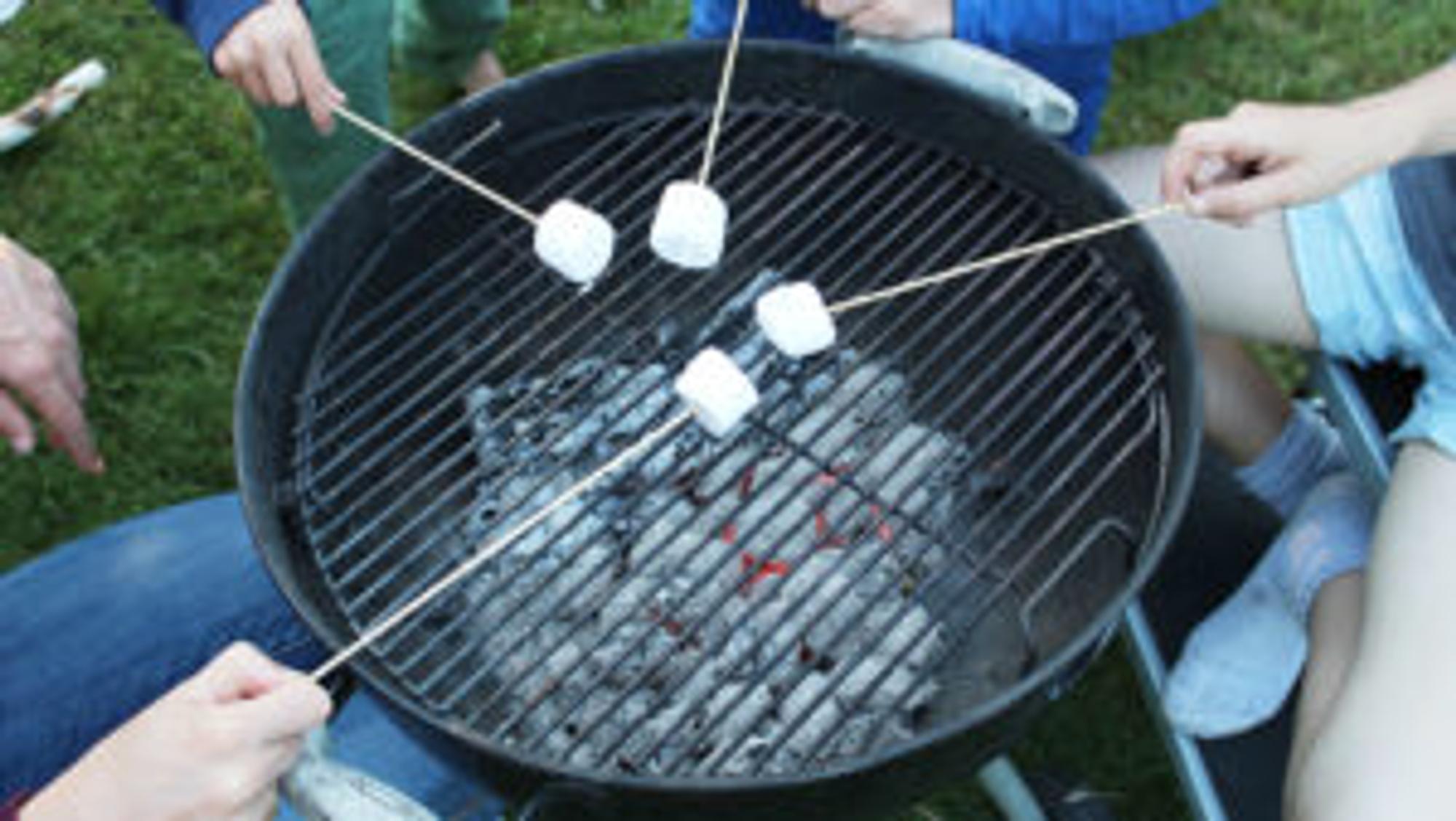 Marshmallows lassen sich prima als Nachtisch über dem Grill rösten.