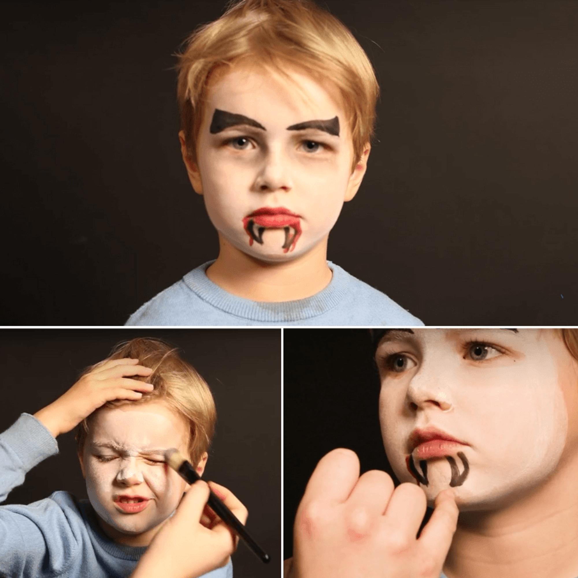 Kinder an Halloween als Vampir schminken