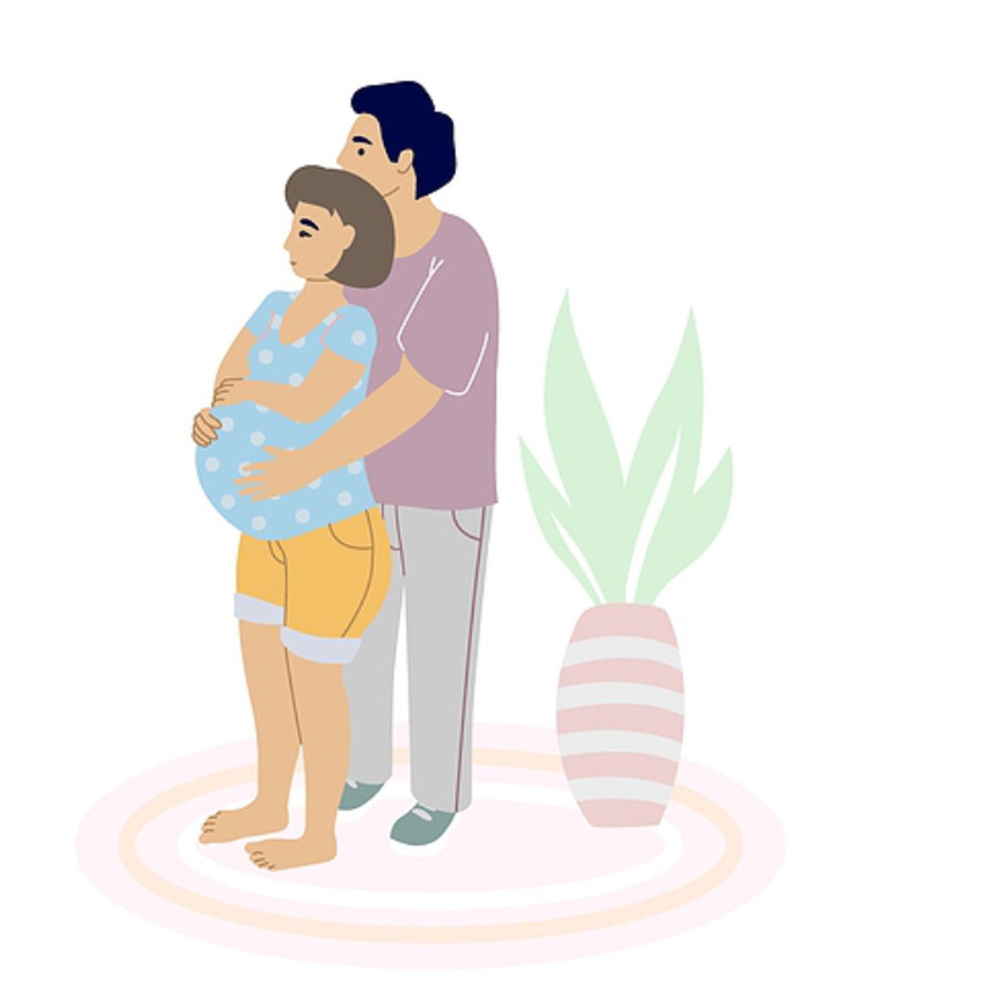 Illustration einer stehenden Geburtsposition