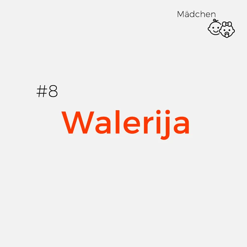 8. WalerijaKurzform: Lera
Koseform: Lerotschka
Walerija bedeutet „die Starke“ oder „die Kräftige“, wenn man es aus dem lateinischen Wort „valere“ übersetzt.
Weitere traditionsreiche und ausgefallenen Namen findest du hier: friesische Vornamen
