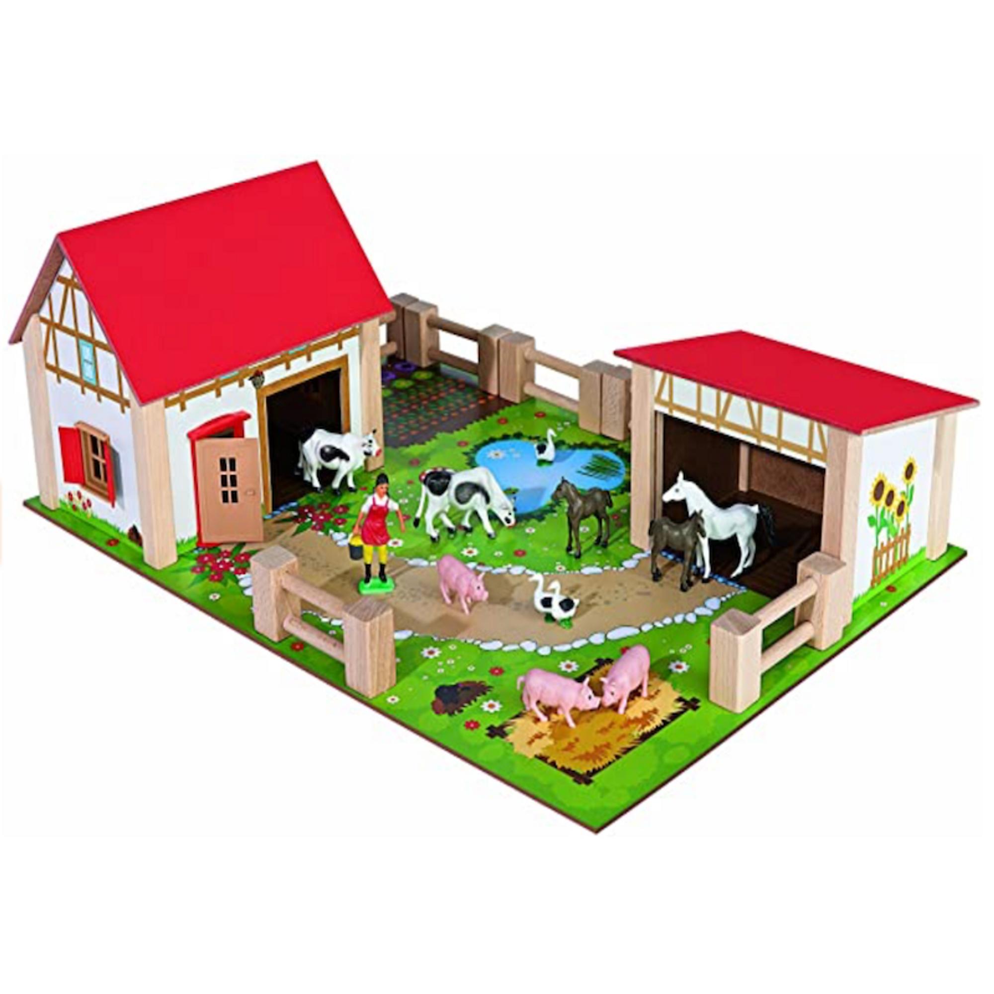 Farm mit Tieren und Fahrzeugen für Kinder Bauernhof 1 Trendario Bauernhof Kinderspielzeug Scheune