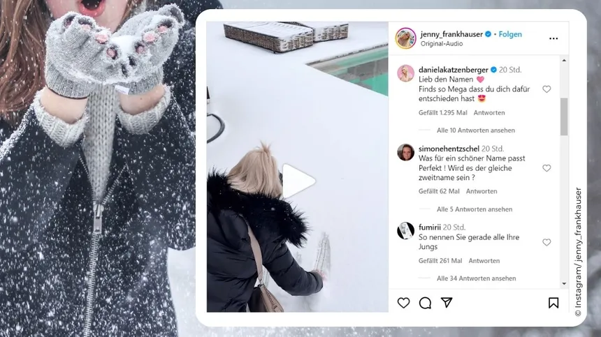 Jenny Frankhauser verrät Babynamen mit zauberhafter Aktion im Schnee
